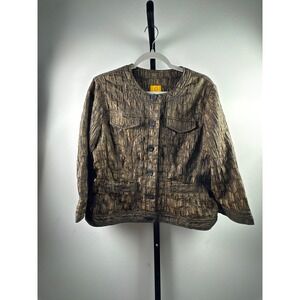 Ruby Rd Jacket Womens 14 Bronze Excellent Metallic Crinkle Button Front Blazer
